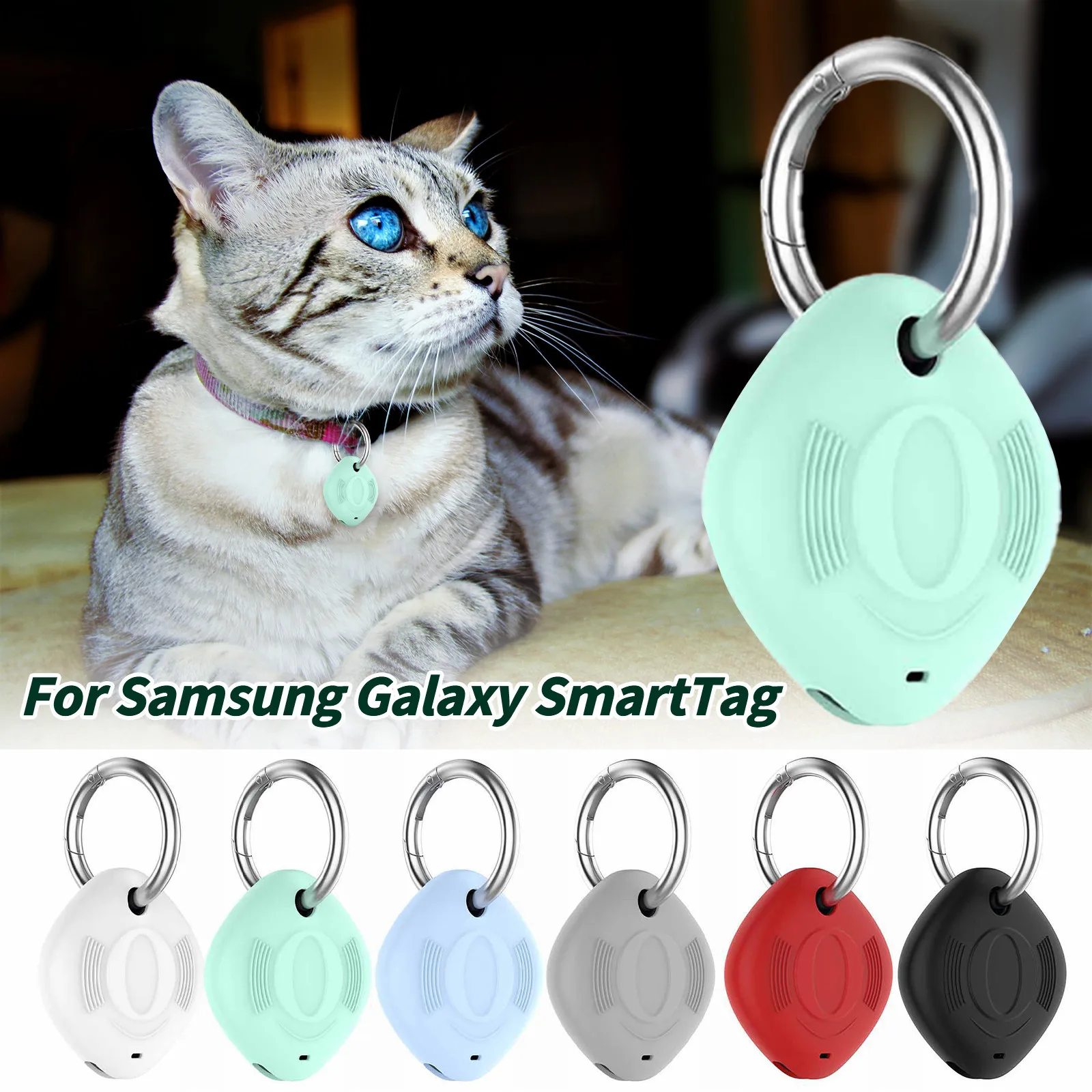 Kratzfeste Schutzhülle Zubehör mit Schlüsselbund Blau NEWZEROL Schutzhülle Kompatible für Samsung Galaxy SmartTag Hülle Vollsilikon-Schutzhülle