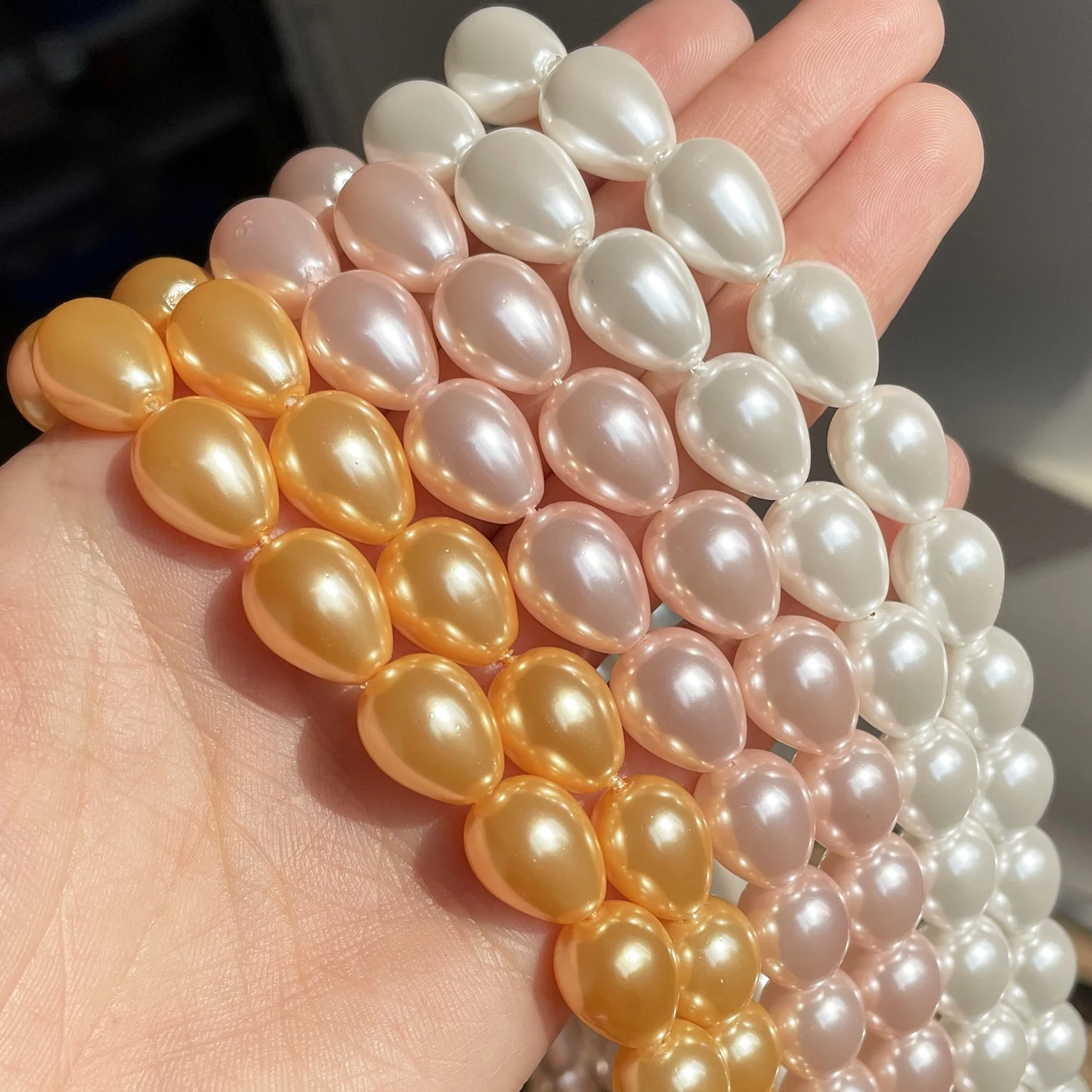 Natürliche Wassertropfen Muschelperlen Tropfen rosa weiß gelb Perlen für Schmuck Handwerk machen Diy Armband Halskette Zubehör – Detail 7