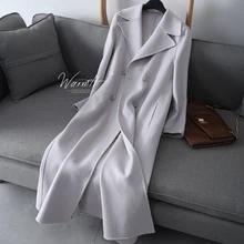 BELIARST/ высококачественное Двустороннее пальто из шерсти с рисунком волнистой воды, женское длинное свободное осенне-зимнее шерстяное пальто