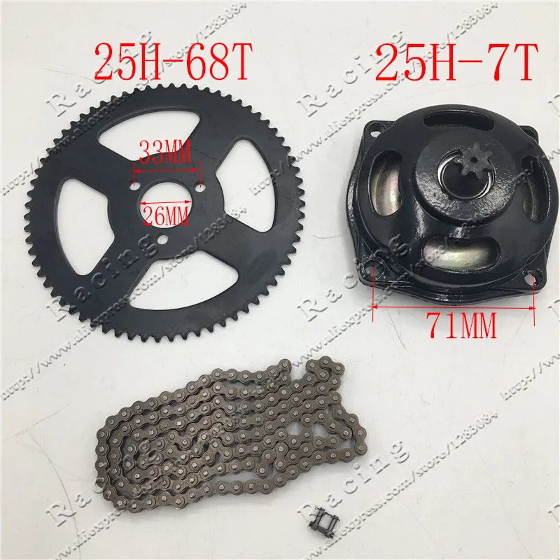 47cc 49cc pocket bike GOLD chain+front gear box+rear chain sprocket mini moto 2 stroke engine parts accessories