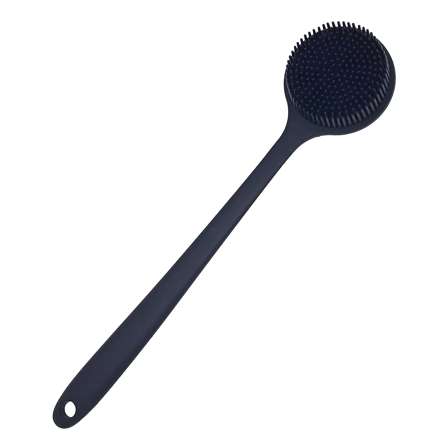 Soft Silicone Back Scrubber Shower Bath Body Brush with Long Handle, BPA-Free, Hypoallergenic, Eco-Friendly (Black)