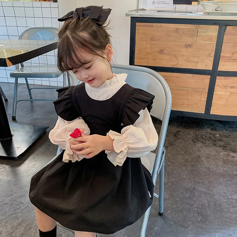 Kids Shirts Girls' Cotton And Linen Shirts Spring And Autumn New Children's Korean Brief Casual Bottoming Shirt Blouse WT031