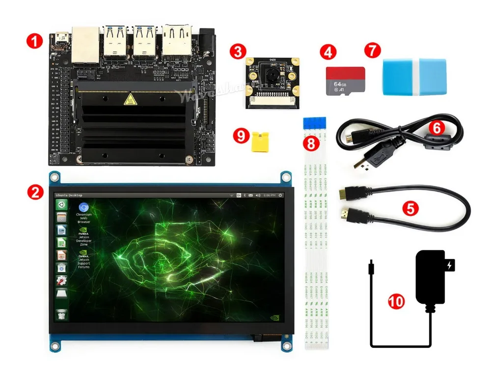 NVIDIA Jetson Nano разработчик комплект AI разработка посылка с 64 Гб Micro SD карты камера " ips дисплей источник питания