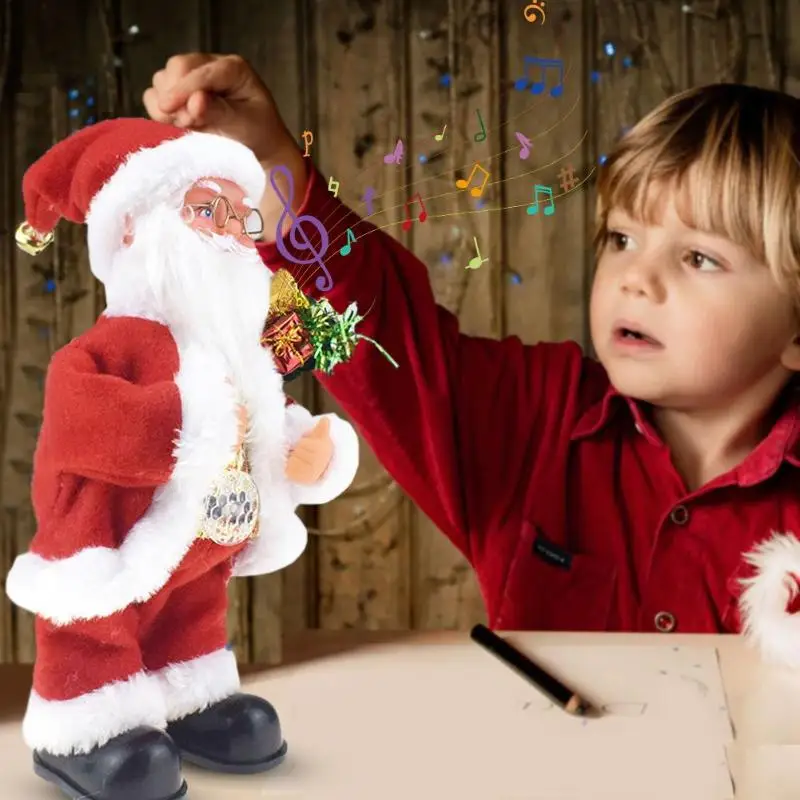 Electric Santa Claus Toys Gift Bag Dancing Doll with Light Christmas Decor Creative Electric Santa Claus Child Gift Toy Xmas