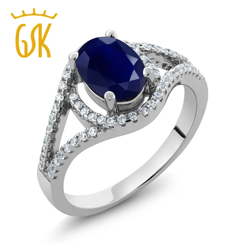 Кольцо с сапфиром, GemStoneKing, 2,50 карат, овальное, натуральное, голубое, сапфировое, 925 пробы, серебряное, обручальное кольцо для женщин