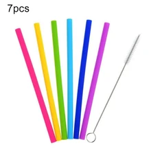 7 шт./компл. многоразовые силиконовые питьевой набор соломинок прямые/изгиб с щеточка для чистки