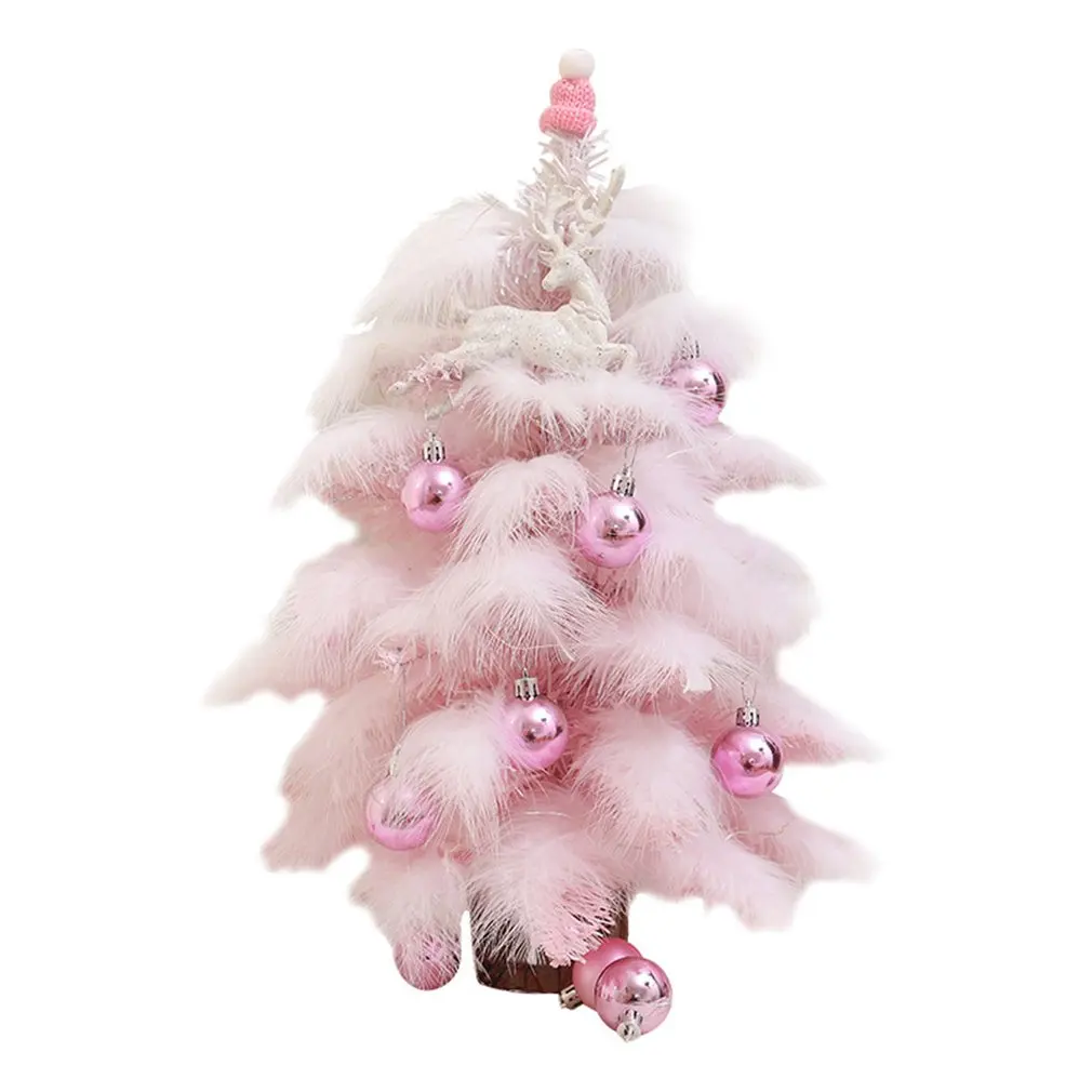 

30/45/60cm Mini Christmas Tree With Lights Small Accessories Bow Bells Pine Cone Gifts Christmas Desktop New Year Decorations