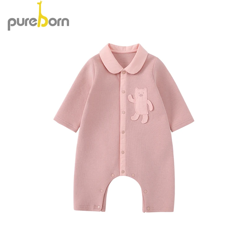 Pureborn Детский комбинезон унисекс с длинным рукавом Питер Пэн воротник хлопок мультфильм детские комбинезоны для малышей одежда весна осень