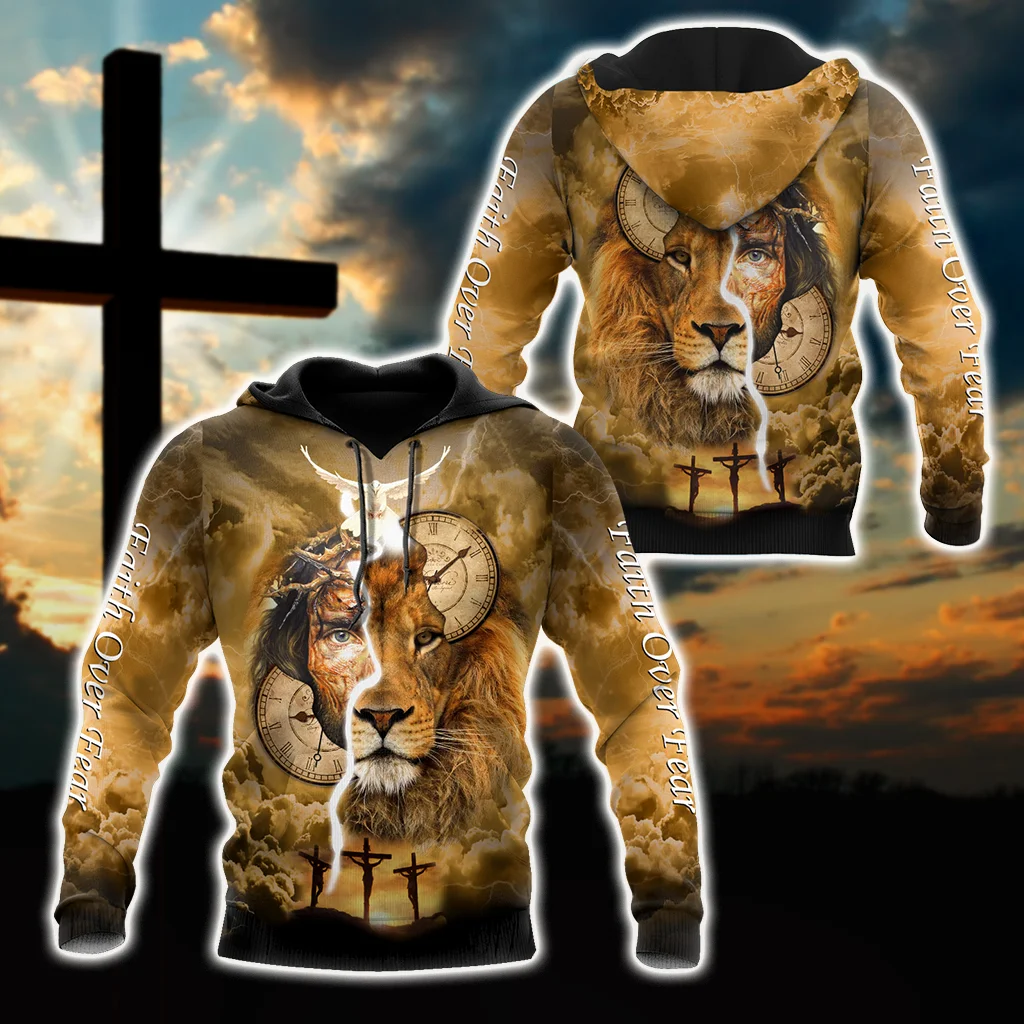 

Failth Over Fear Lion Jesus 3D All Over Printed Men Hoodie Unisex Casual Jacket Pullover Streetwear sudadera hombre DW0427
