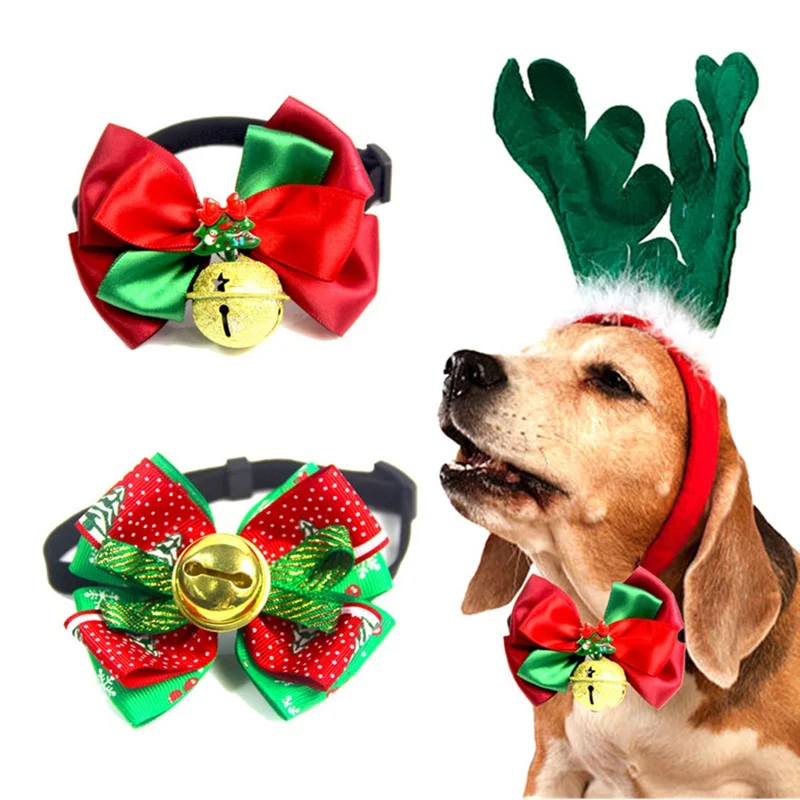 

Christmas Festival Decoration Dog Collar Ties Adjustable Small Pet Cats Bow Tie Neckties for Puppy Cat