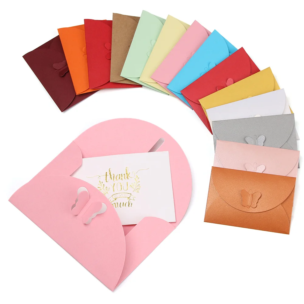 5 unids/set creativo Mini Color mariposa hebilla sobre bolsa de papel Kraft perla papel tarjeta de membresía papelería suministros escolares