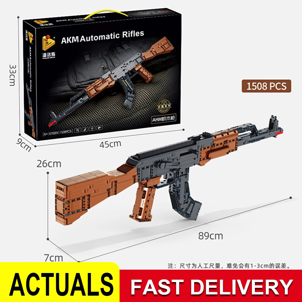 Panlos Brick Ak47 Blocks Toy Gun That Shoots Plastic Akm Ak 47 For Kids