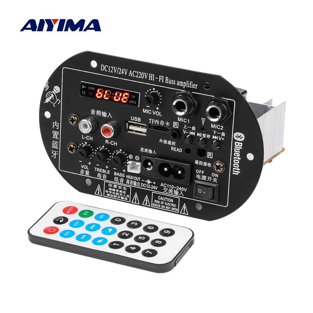 AIYIMA 150 Вт Bluetooth Сабвуфер Усилитель Аудио плата двойной микрофон усилитель