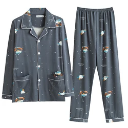 New Style Men's Pajamas Set Autumn Winter Soft Warm Cotton Men Pajamas Sets Long Sleeve Sleepwear Set Leisure HomeWear Clothes