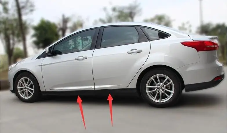 Car door panel trim strips Fit 2012 2013 2014 2015 for Ford Focus Mk3 Chrome Door Side Body Molding Line Garnish Cover Trim Strip Protector 4pcs