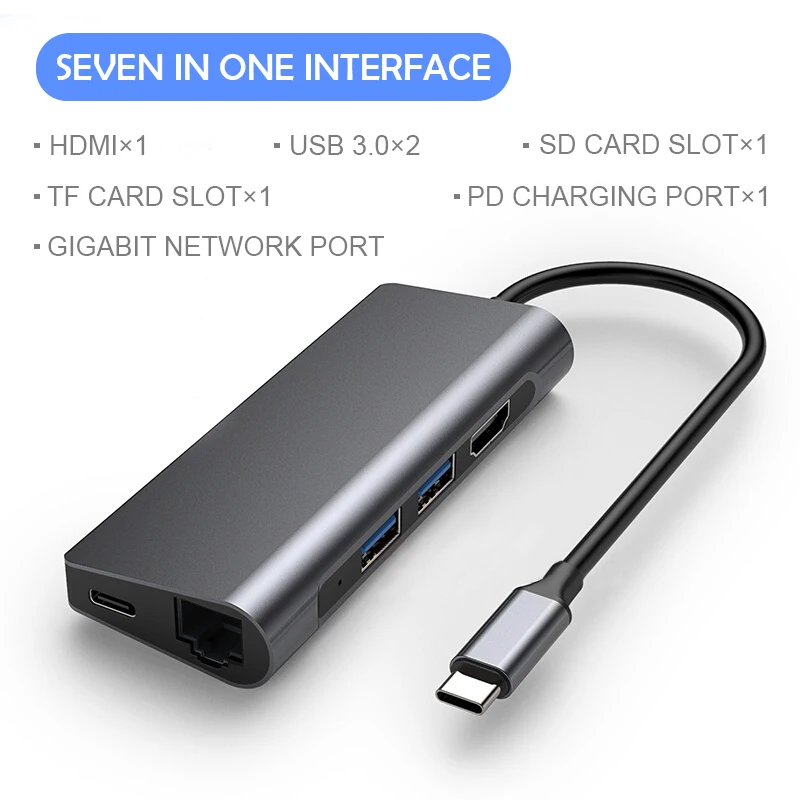 Применимо к тип-c к USB+ TF/SD конвертеру - Цвет: Seven-in-one