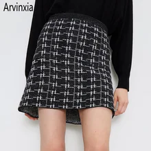 Arvinxia ZA Модные Полосатые геометрические трикотажные женские юбки новое поступление Высокая талия женские миди юбки шикарные свободные стильные женские юбки