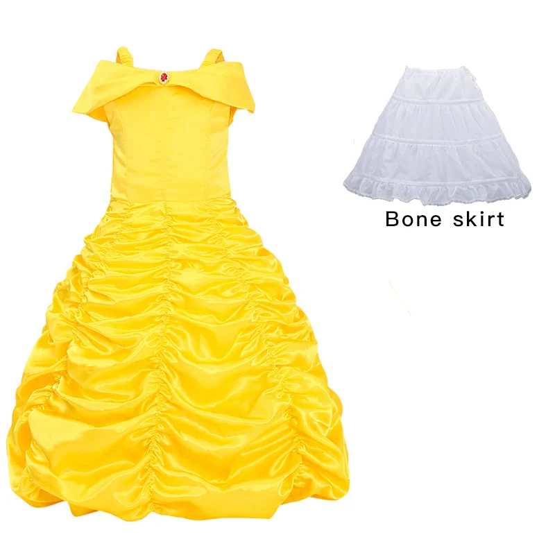 dress A2 Платье принцессы Белль для девочек; детские маскарадные костюмы на Хэллоуин; платье для маленьких девочек; красивые вечерние бальные платья без рукавов; От 2 до 10 лет - Цвет: dress A2