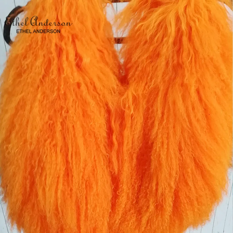 Ethel Anderson Women's Real Mongolia Fur Handbags Lamb Fur Totes Bag Man-made Shoulder Bag Lady Simple Style Hand Bags