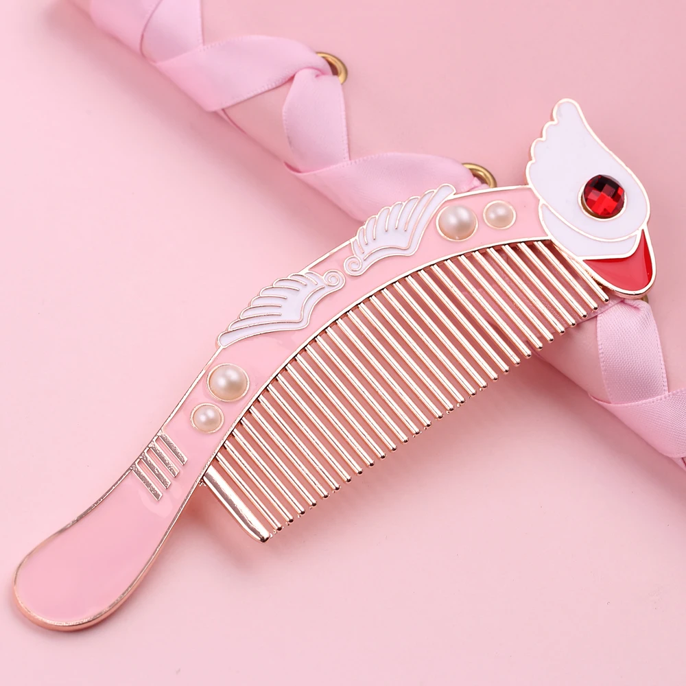 

Japan Anime Magic Comb Cardcaptor Sakura Bird Head Kawaii Comb Card Captor Sakura Girls Gift Pink Metal Hair Combs Hairbrush