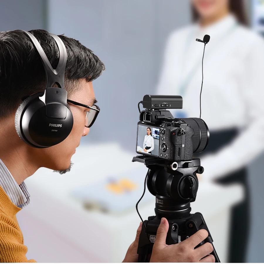 2,4 GHz trådløs lavalier-optagelsesmikrofon med indbygget batteri og sender/modtager til kamera, telefon, vlog-interview_voghion.com