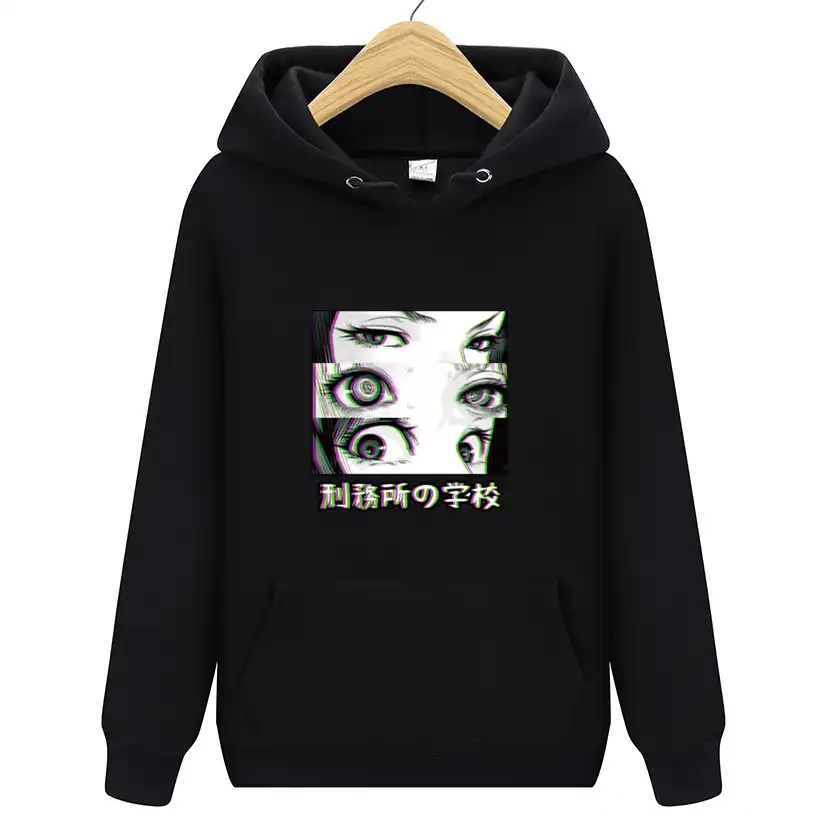 Japanese Anime Men S Hoodies Prison School Eyes Sad Sweatshirt Loli Comic Aesthetic Pullover Men Clothing Harajuku Streetwear Aliexpress