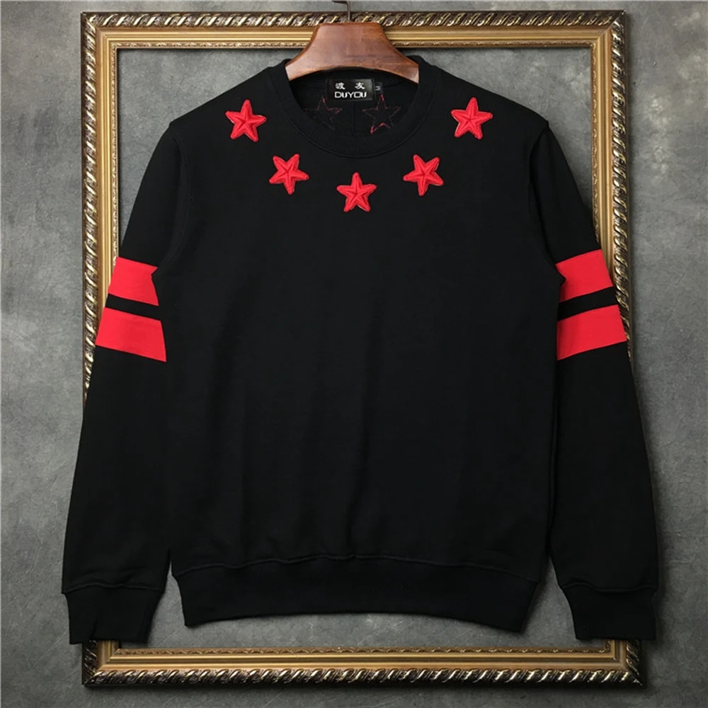 

DUYOU thick sweatshirts men brand-clothing star embroidery tracksuits male warm fleece hoodies for men DY5660