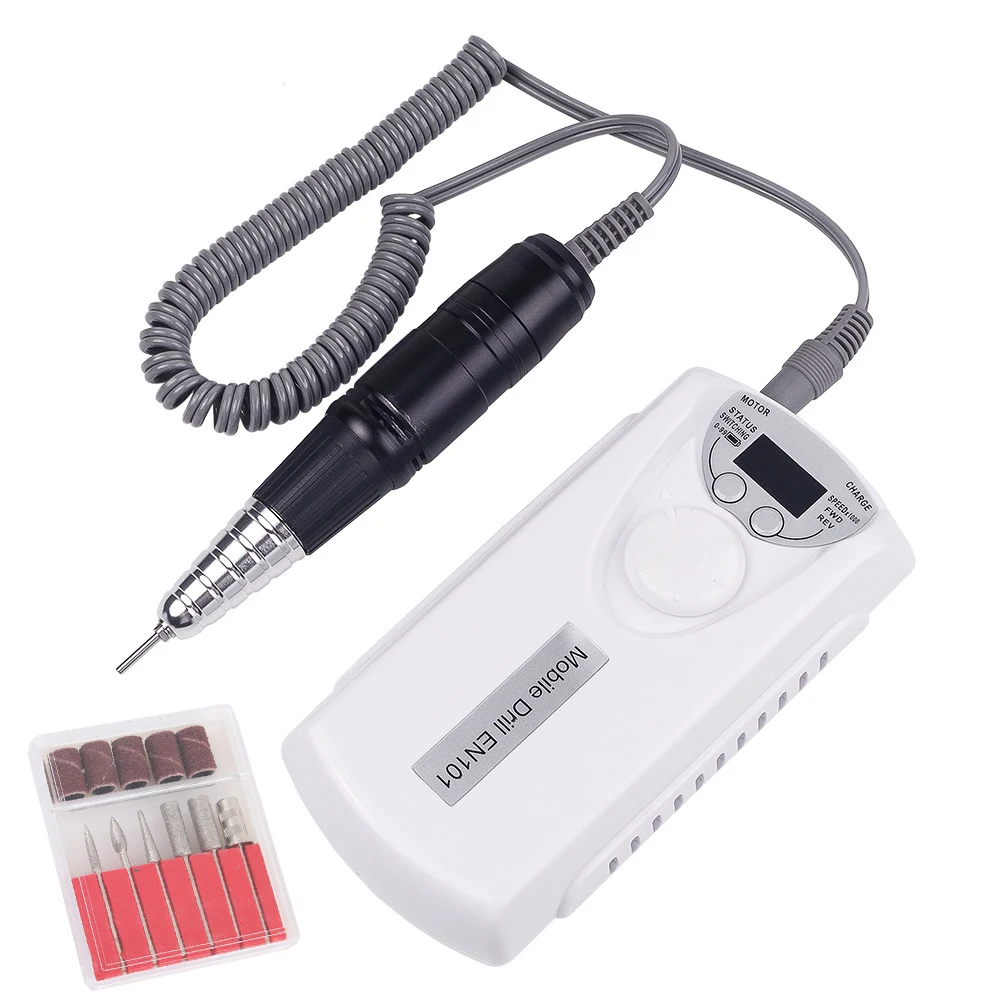 

Rechargeable Nail Drill Portable Pedicure Manicure Machine Electric Nail Grinding File Equipment Nagelfrees Machine LCD Display