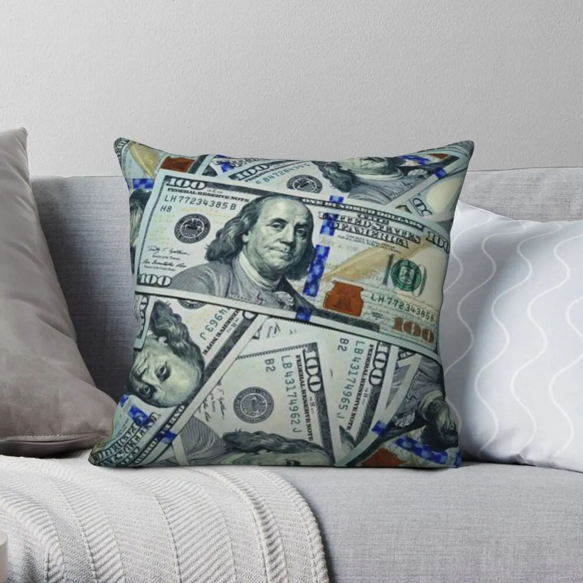 

Money Trend Square Pillowcase Polyester Linen Velvet Creative Zip Decor Throw Pillow Case Car Cushion Case Wholesale