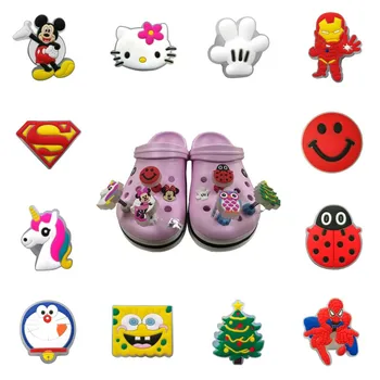 

1pc Avenger Mickey Cartoon LED Lighted Flashing Spring Standing Unicorn Shoe Charms For Kids Croc JIBZ Fit Bracelets Party Gift