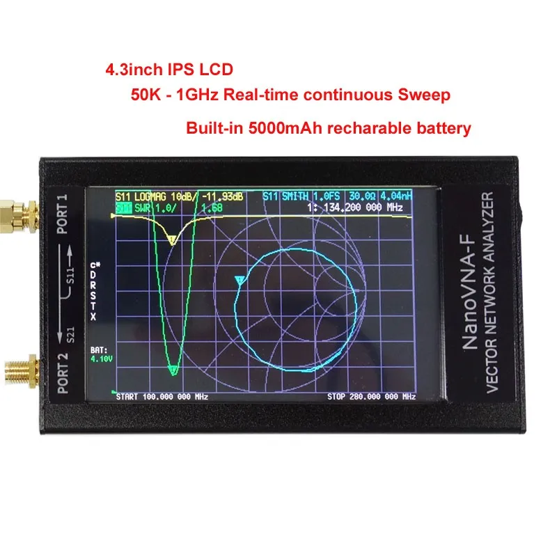 4,3 ips lcd экран NanoVNA-F VNA КСВ метр VHF UHF антенный анализатор с Чехол, встроенный аккумулятор 5000mah