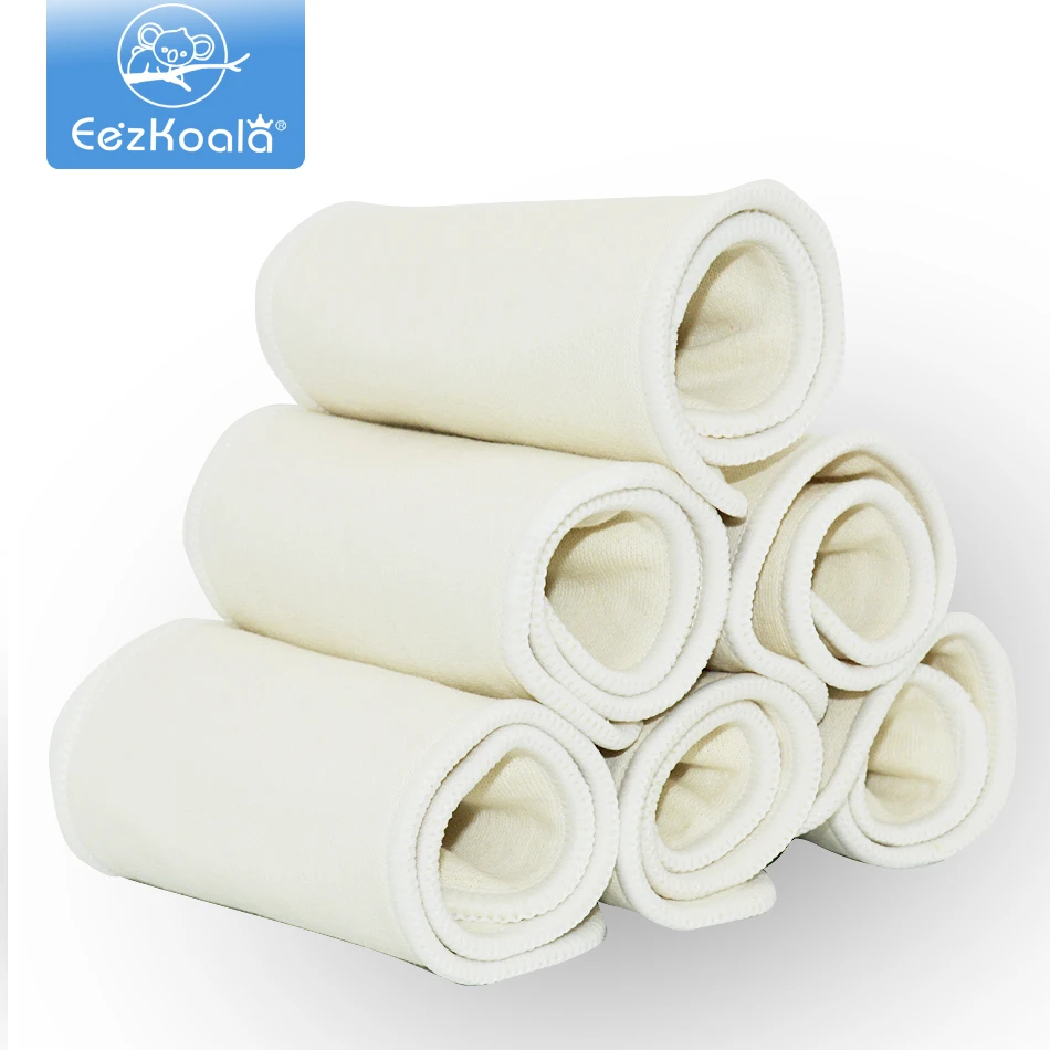 Diaper-Insert Cloth Cotton Eezkoala Baby Reusable 4-Layers Hemp 10pcs for 36--13.5cm