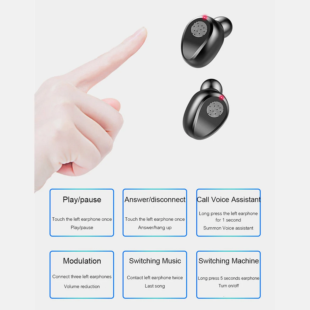 Беспроводные наушники Bluetooth V5.0 F9 TWS, беспроводные Bluetooth наушники, светодиодный дисплей, 2000 мАч, внешний аккумулятор, гарнитура с микрофоном