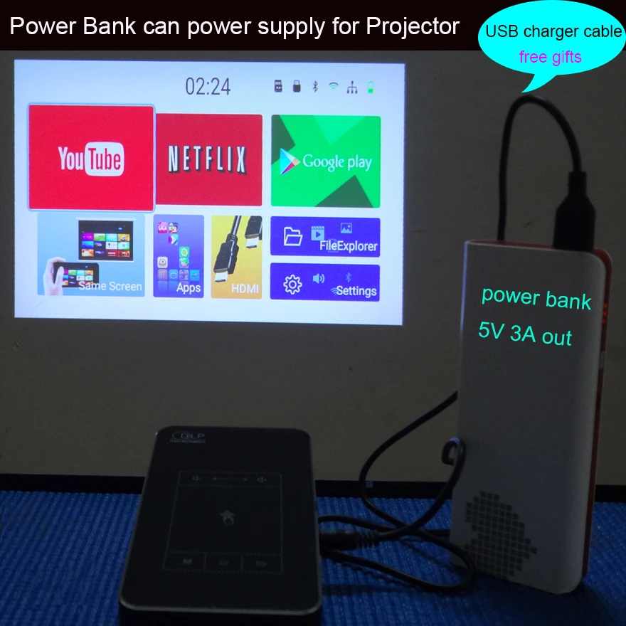 Новейший умный проектор Android 7.1.2 Mini DLP светодиодный домашний кинотеатр 2 Гб ОЗУ Full