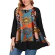 Blusa holgada de manga tres cuartos para mujer, camisa Retro con estampado Floral, Estilo Vintage, talla grande, para primavera y otoño