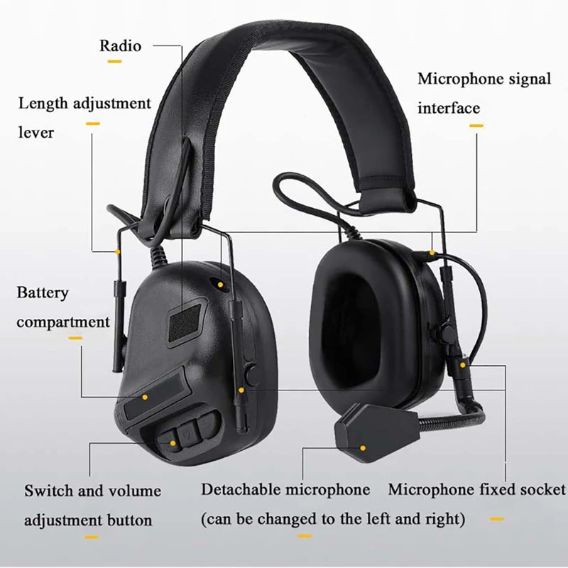 Fone de Ouvido de Cancelamento de Ruído Fone de Ouvido Adaptador de Fone de Ouvido do Jogo de Caça Tático Captador Acessórios Capacete Adaptador de do Jogo Caça Ipsc Headphone 7 Ruído Captador Acessórios Capacete Fone De Ouvido