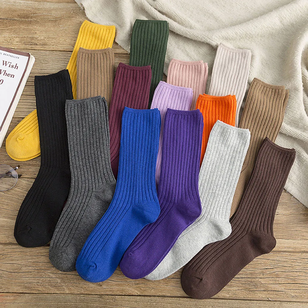 Женские однотонные Осенние повседневные хлопковые теплые носки skarpetki damskie зима calcetines mujer harajuku забавные meias sokken skarpety