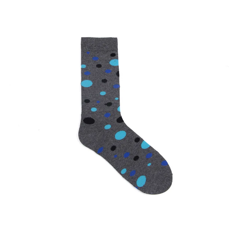 Dot grey bottom PEONFLY/Новинка года; сезон осень-зима; счастливые мужские носки; повседневные носки в разноцветный горошек; носки из чесаного хлопка; носки-лодочки; Забавный подарок - Цвет: Dot grey bottom