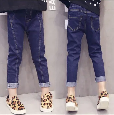 Childrenswear Spring And Autumn New Products GIRL'S Jeans Big Boy Korean-style GIRL'S Solid Color Joint Jeans Fashion Crawl