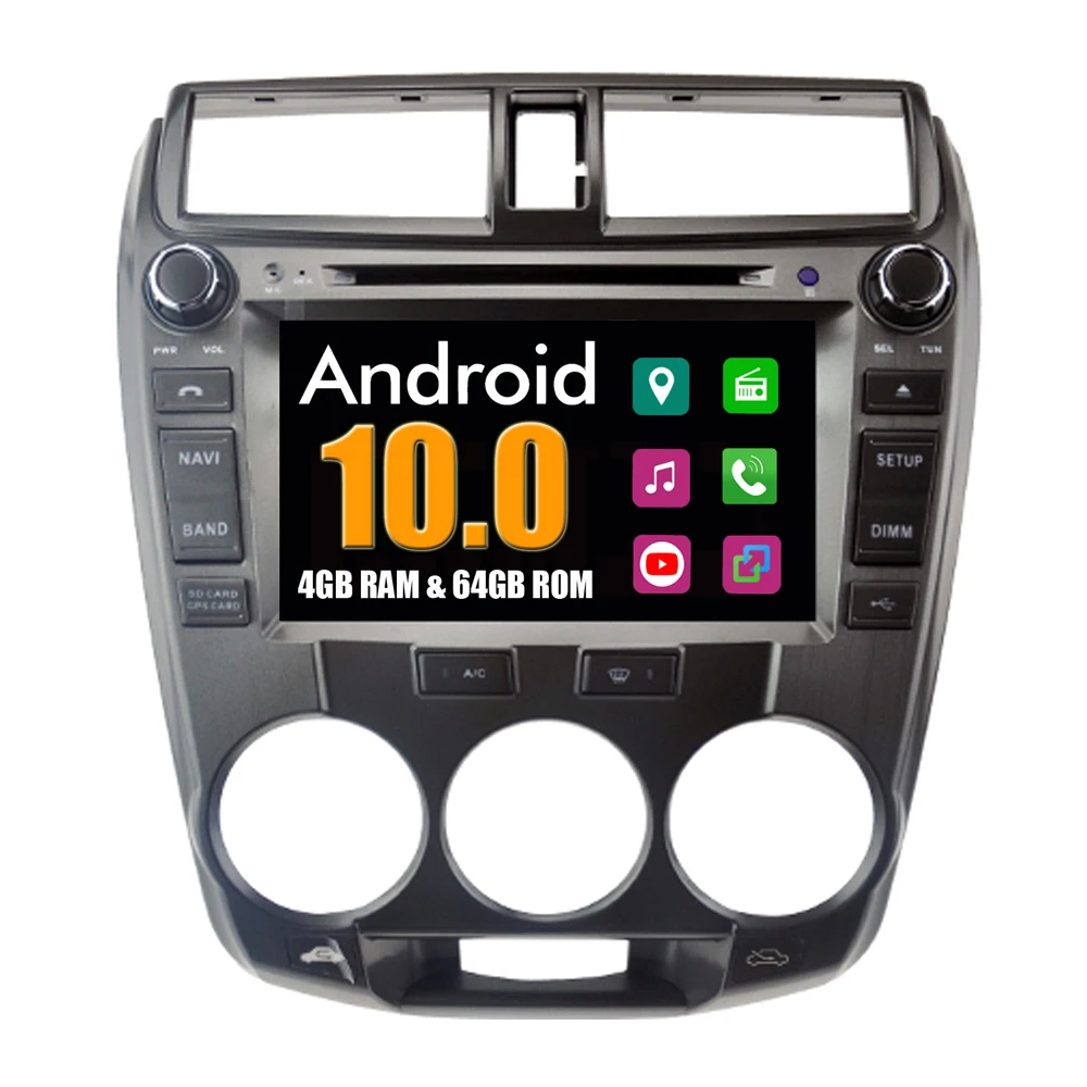 For Honda City 2008 2012 Android 10 Autoradio Car Dvd Player Radio