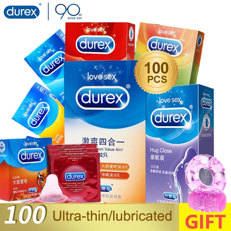 Ультратонкие латексные презервативы Durex со смазкой 100 шт. | Красота и здоровье