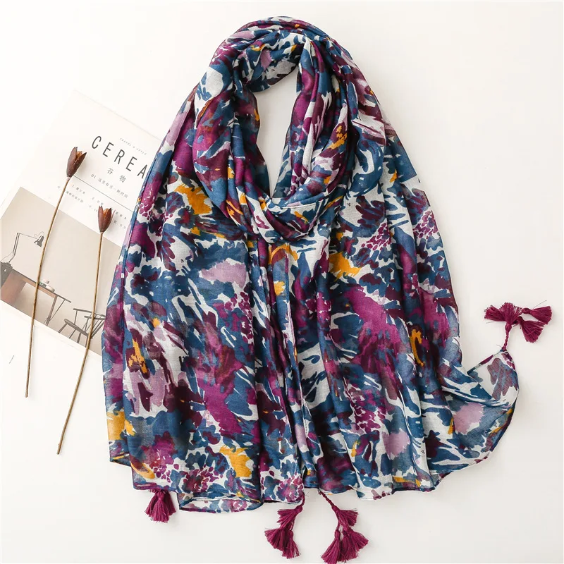 2023 Fashion Paisley Abstract Floral Tassel Viscose Shawl Scarf Lady High Quality Wrap Thin Pashmina Stole Muslim Hijab 180*90Cm 31 colors plain solid tassel viscose shawl scarf lady high quality shawls and wraps pashmina stole bufanda muslim hijab 180 90cm
