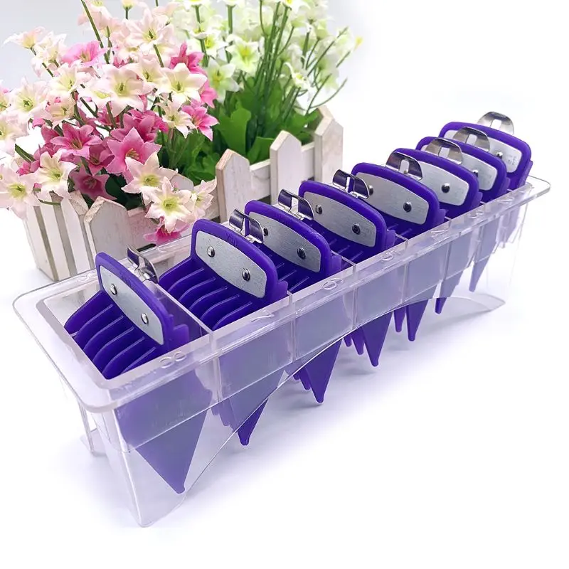 

2/8/10PCS Barber Shop Styling Guide Comb Set Hair Clip Trimmer Purple Limit Comb F42B
