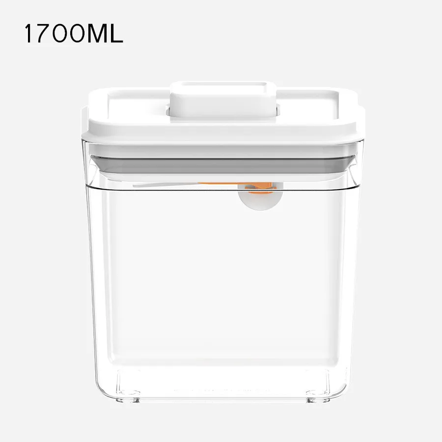 Портативная прозрачная коробка для хранения, квадратная пластиковая Герметичная канистра для хранения, герметичная коробка для сухого молока, кухонная коробка для хранения еды - Цвет: 1700ML