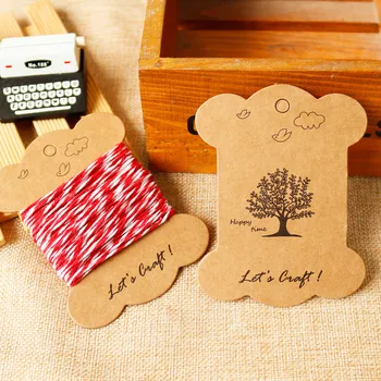 

50pcs Dandelion Tree Design Thicken Cardboard Kraft Paper Tags Birthday Party Candy Boxes Tags Packaging Label Bobbine Spool