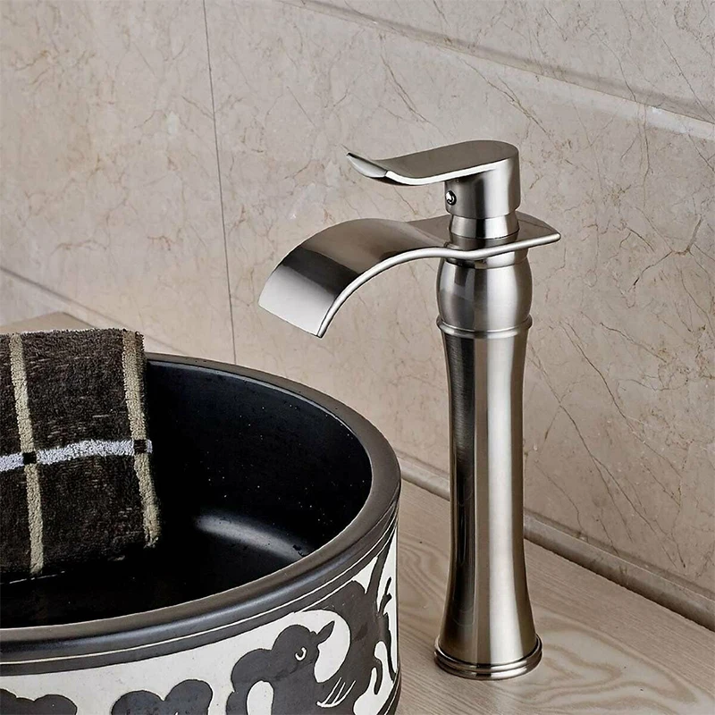 Хромированный Матовый никель кран для раковины ванной комнаты Однорычажный хромированный латунный кран для горячей и холодной воды