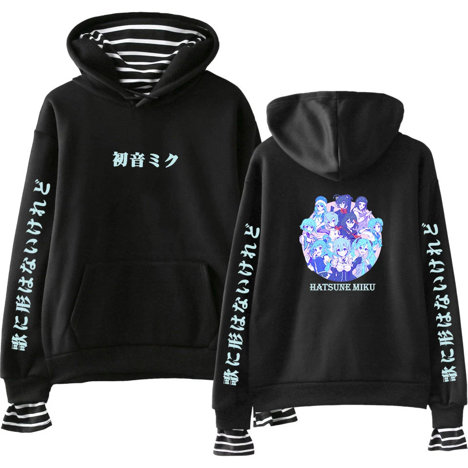 Hatsune Miku поддельные два предмета толстовка с капюшоном модные повседневные женские толстовки с капюшоном; сезон осень-зима эксклюзивная одежда в стиле хип-хоп 2XL