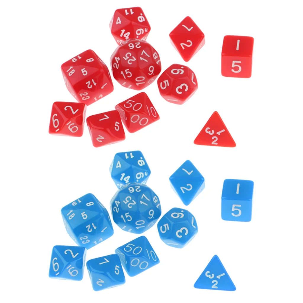 20 шт многогранные кубики D4 D6 D8 D10(0-9) D10(1-10) D10(0-99) D12 D20 D24 D30