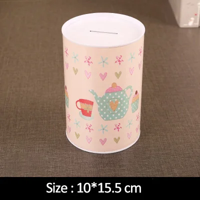 Cute Pink Box Европейская Античная жестяная копилка, железный органайзер для монет, металлическая коробка для хранения, винтажные аксессуары для украшения дома, современный детский подарок - Цвет: Cute Pink Box
