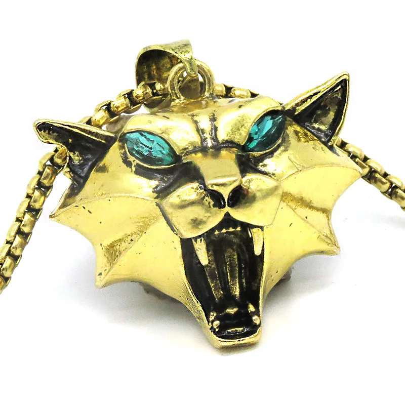 Ожерелье с котом медальон-подвеска волшебник школа 30*34 мм серебряного золотого цвета зеленый горный хрусталь Дикие игры косплей ожерелье в виде животного